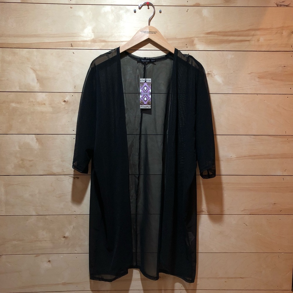 Black mesh kimono